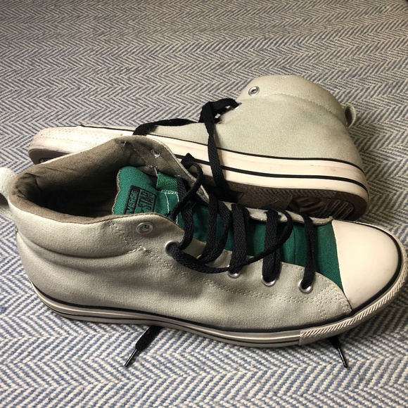 Gray and Green Converse All Stars - Picture 2 of 8